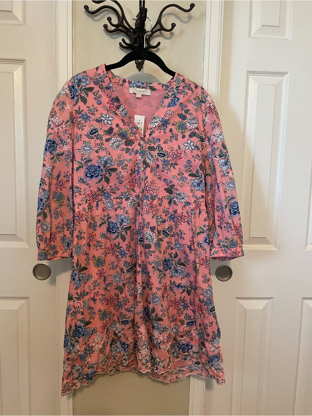 Loft midi Floral Cotton Dress - Picture 1 of 8